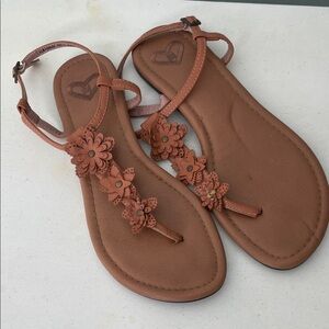 Madeline Floral Cutout Brown Sandals